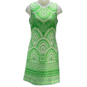 Just Taylor Geometric Pattern Sleeveless Shift Dress With Back Zipper Closure